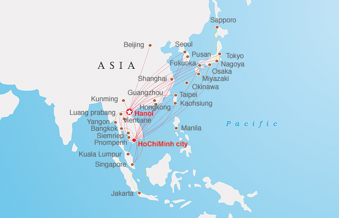Vietnam Airlines Asia Map