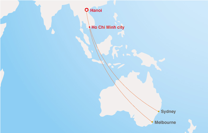 Vietnam Airlines Australia Map